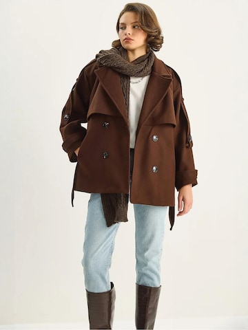 Bianco Lucci Between-Seasons Coat in Brown