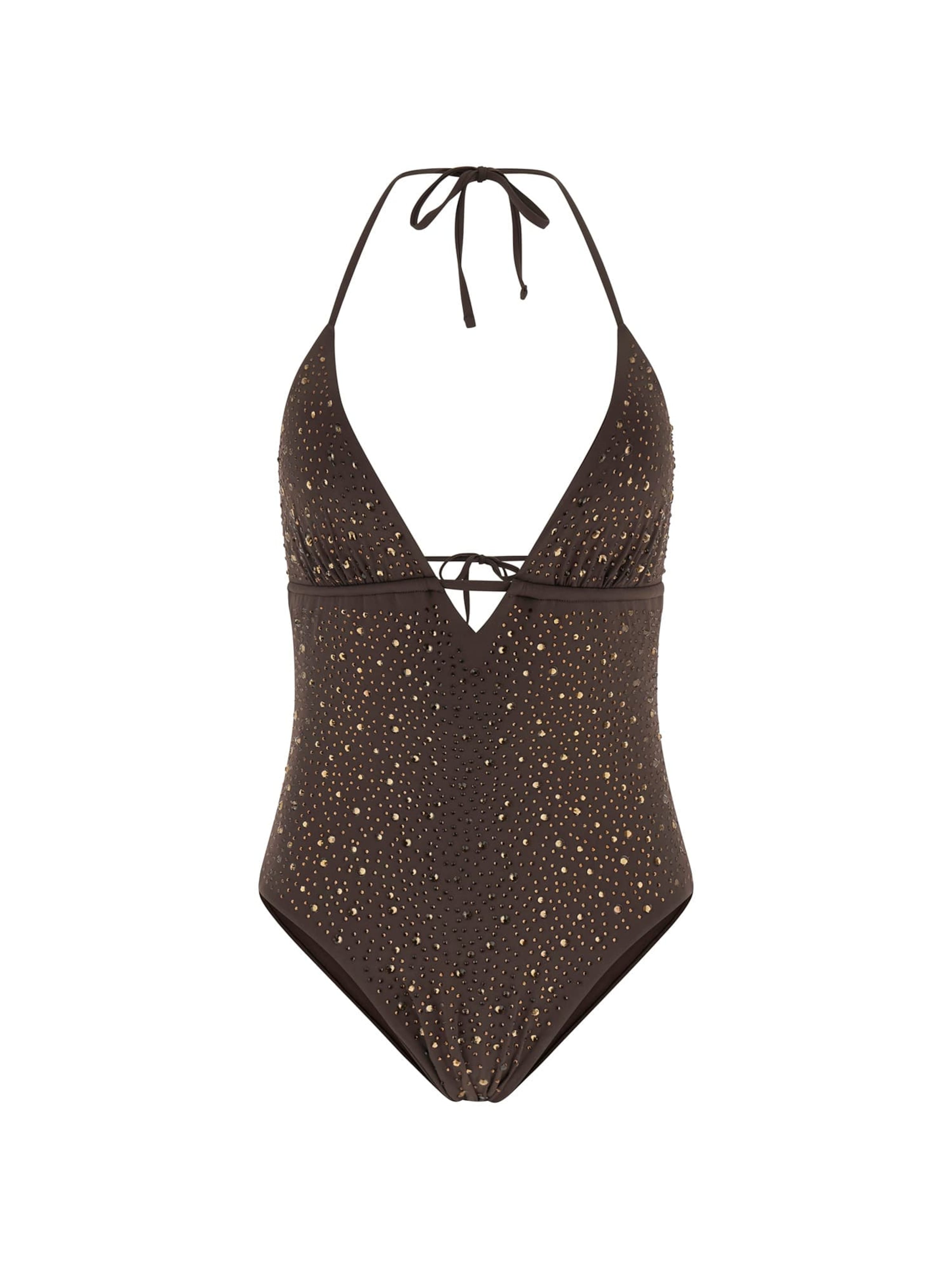 GUESS Triangel Badeanzug in Braun: Vorderseite