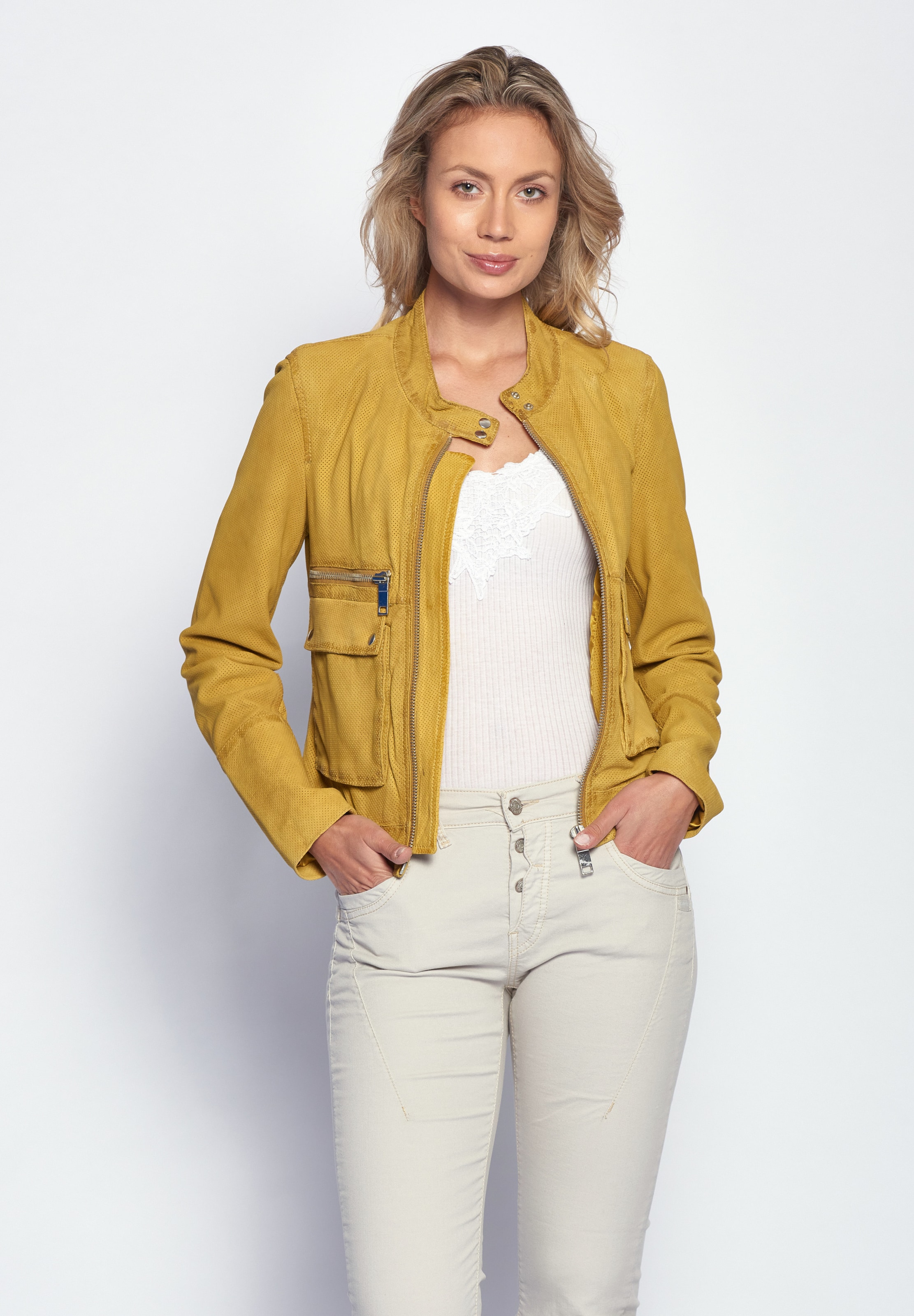 Maze YOU Lederjacke \' | Gelb in \' ABOUT perforiert Clermont