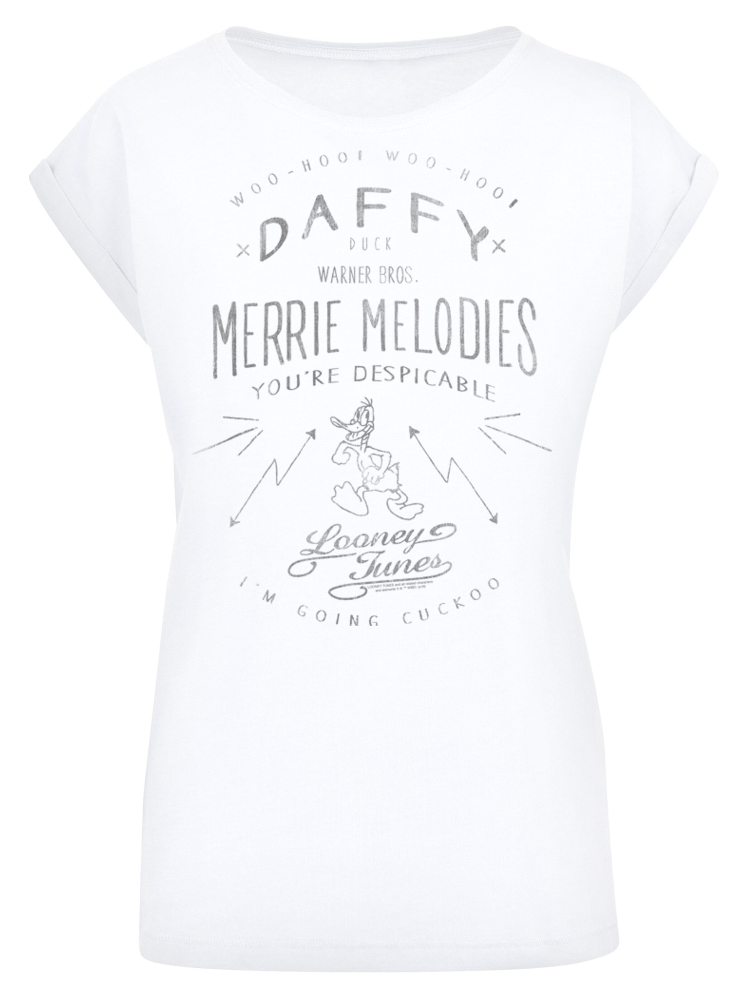 F4NT4STIC Shirt 'Looney Tunes Daffy Duck Vintage Merrie Melodies Despicable' in White: front