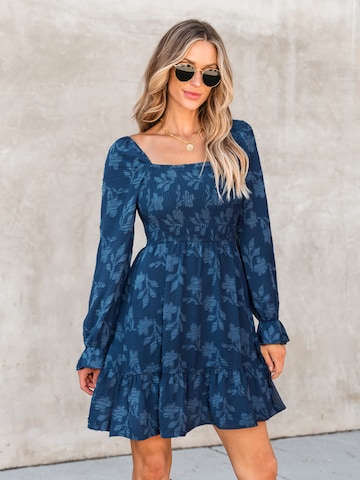 Cupshe - Vestido de verão 'Floral Square Neck' em azul