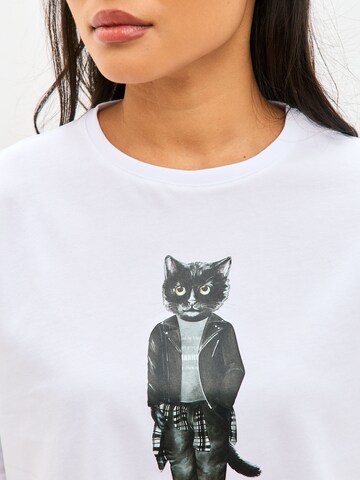 CAT by Maniita Lacitta Shirt mit Katzenprint ROCKER CAT in Weiß