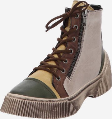 Gemini Lace-Up Ankle Boots in Beige: front