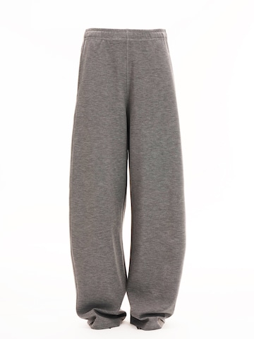 Regular Pantalon 'YOLIGEX Lockere Hose Melange Modal mit Gummibund' yoligex en gris