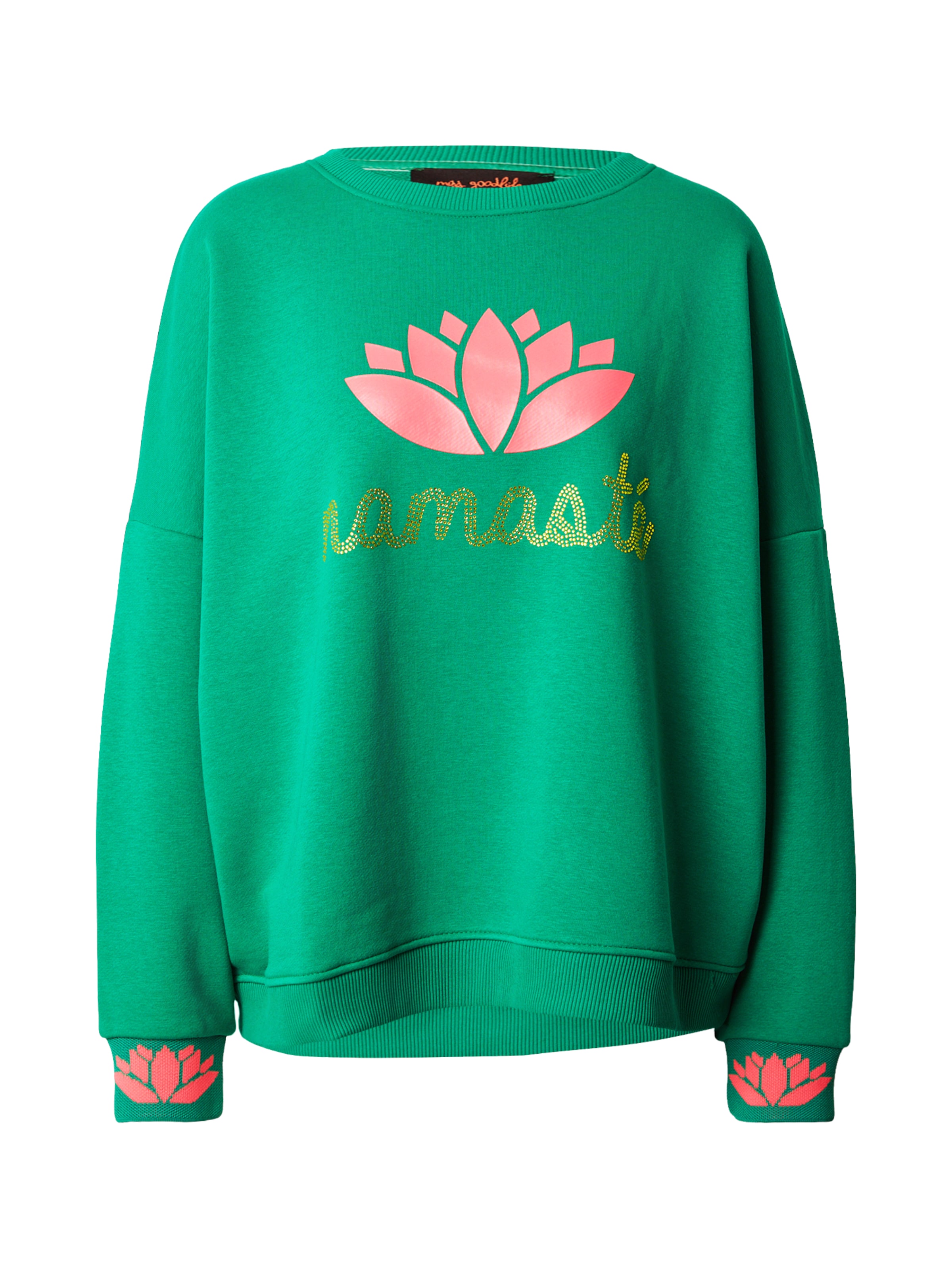 Felpa 'Namasté' di miss goodlife in verde: frontale