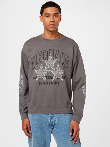 Mennace Sweatshirt 'NO LIGHT' in Grijs: voorkant
