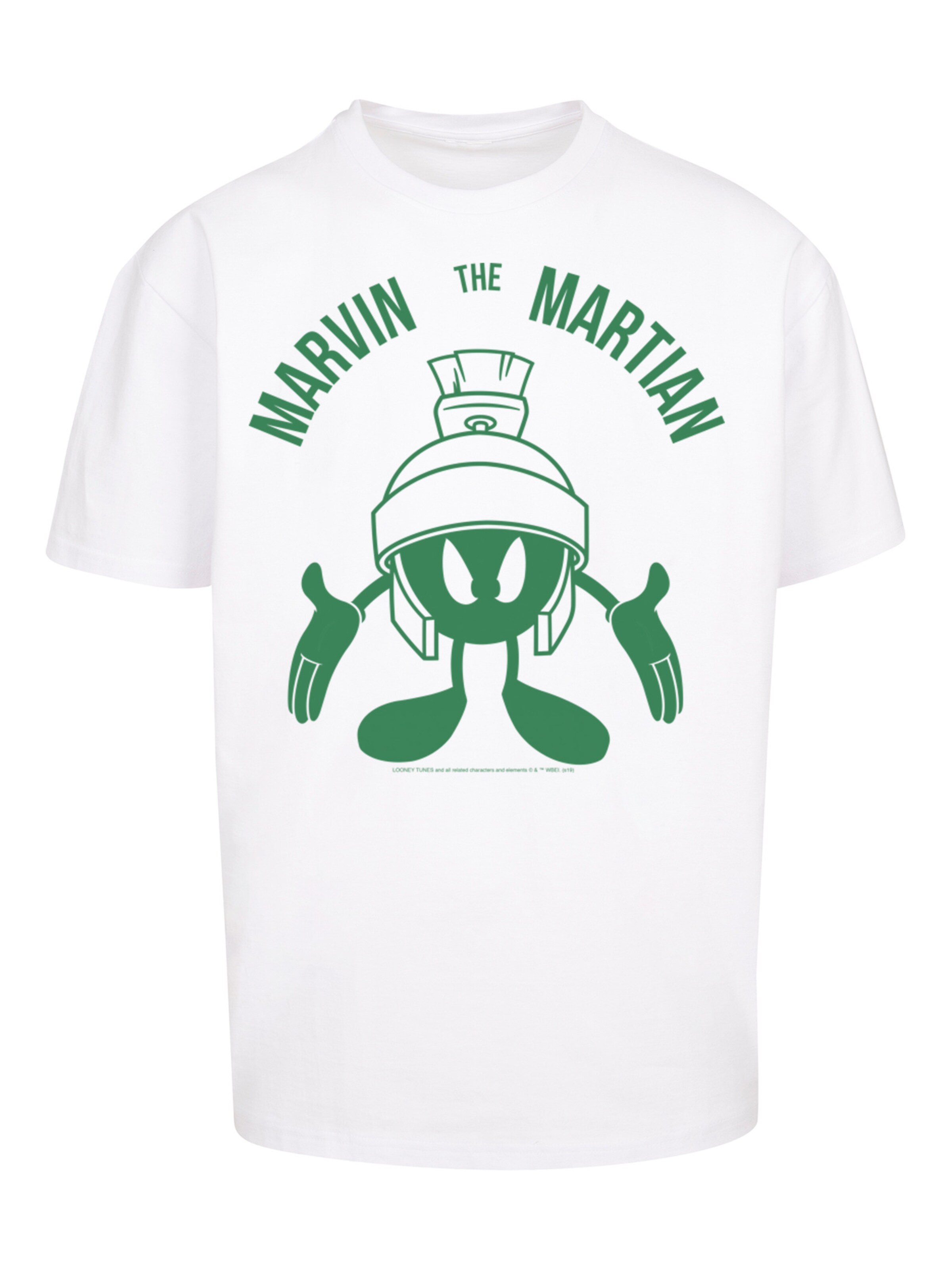 T-Shirt 'Looney Tunes Marvin The Martian Large Head' F4NT4STIC en blanc : devant