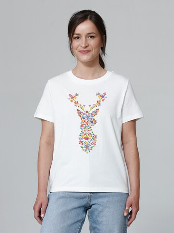 Watapparel Shirt ' Floral Deer ' in White: front