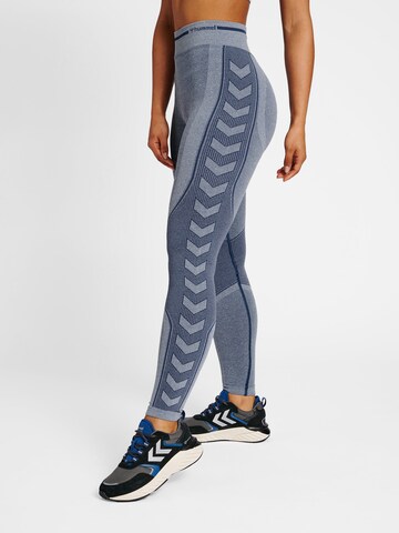 Hummel Skinny Sportbroek in Blauw: voorkant