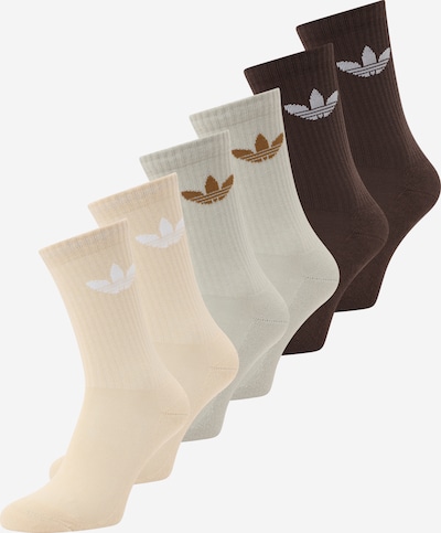 Kojinės 'Trefoil' iš ADIDAS ORIGINALS, spalva – smėlio spalva / šokolado spalva / šviesiai pilka, Prekių apžvalga