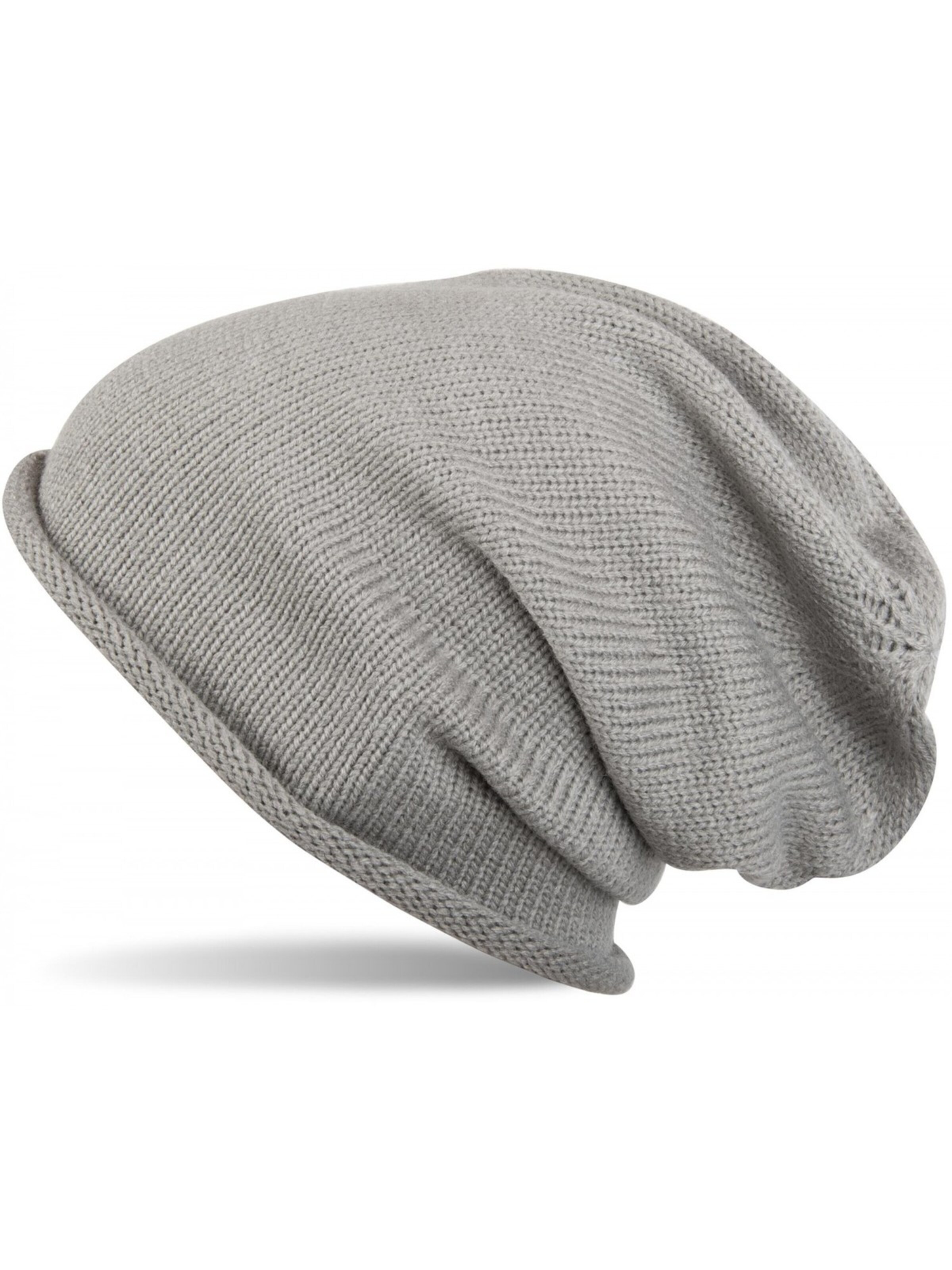 styleBREAKER Mütze 'Feinstrick Beanie Mütze mit Rollrand'‌ in Grau: Vorderseite