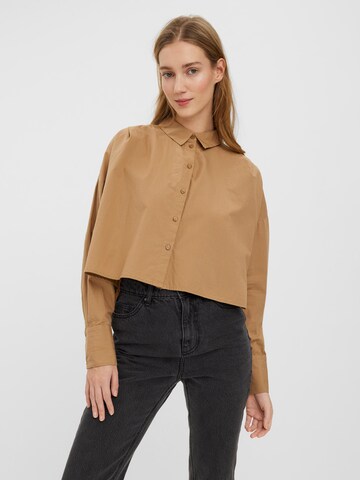 VERO MODA Blouse 'Gittana' in Bruin: voorkant