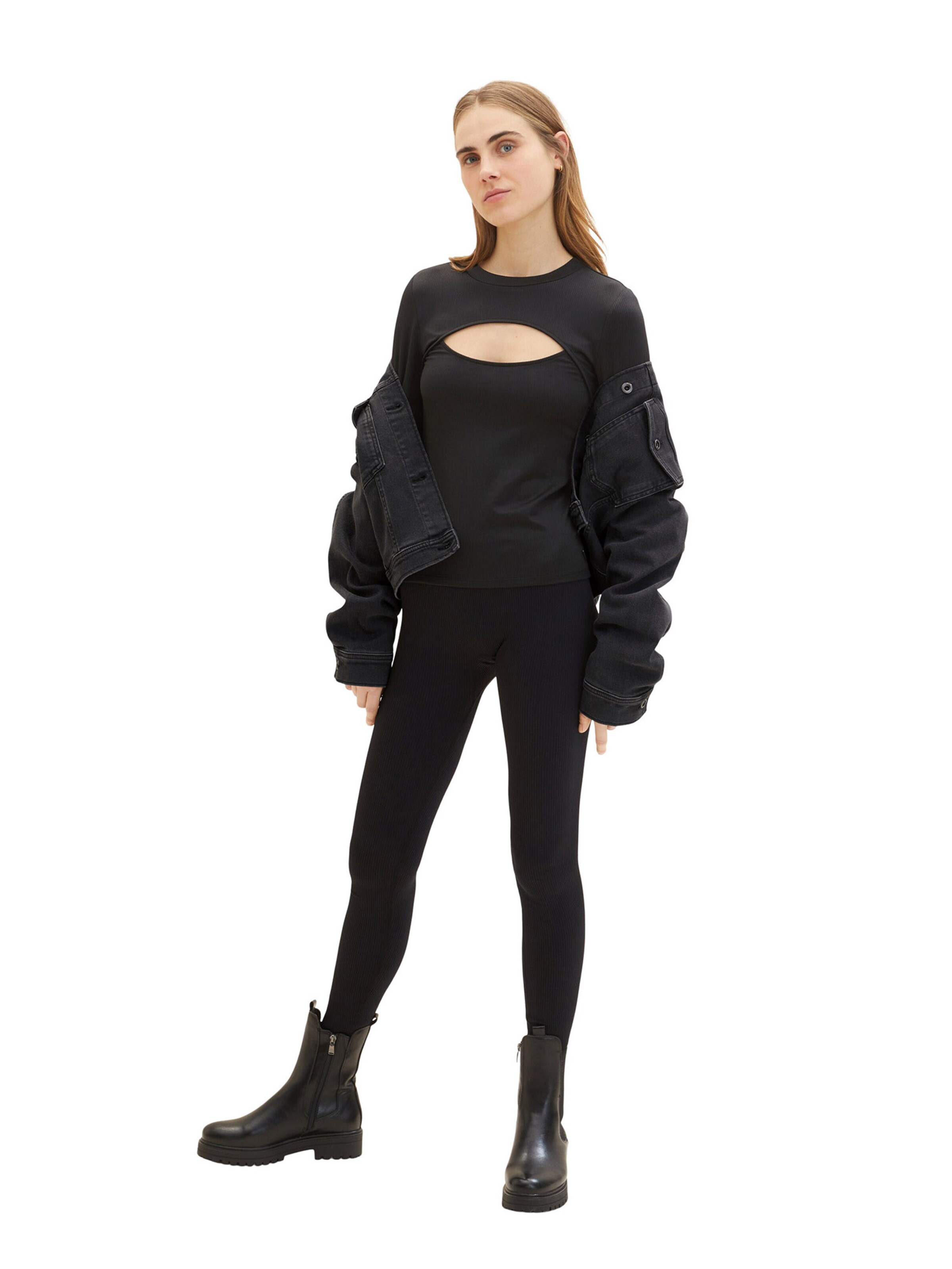 TOM TAILOR DENIM Shirt in Schwarz