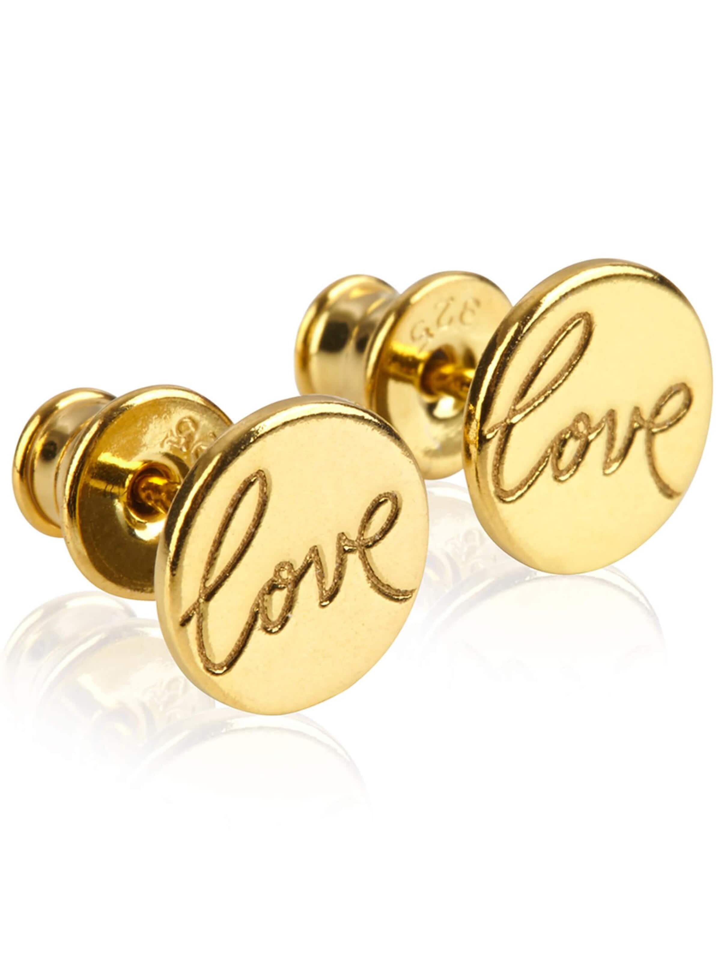 modabilé Ohrringe 'LOVE'‌‌‌‌‌‌ in Gelb: Vorderseite