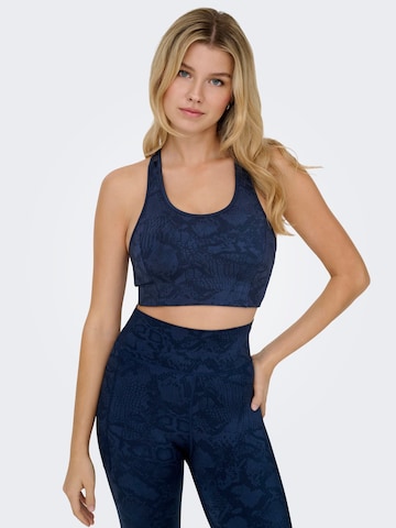 ONLY PLAY Medium Support Sports-BH 'ONPFire-2' i blå: forside