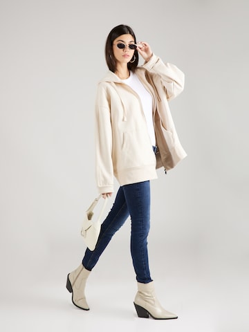 TOPSHOP - Sudadera con cremallera en blanco