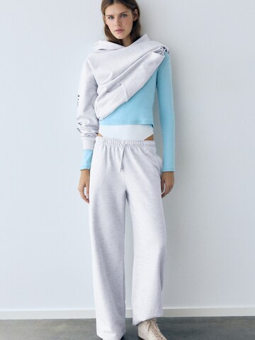 Wide Leg Pantalon Pull&Bear en gris : devant