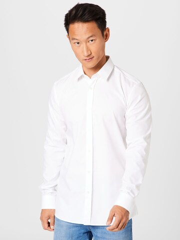 HUGO Red Slim fit Button Up Shirt 'Elisha' in White: front