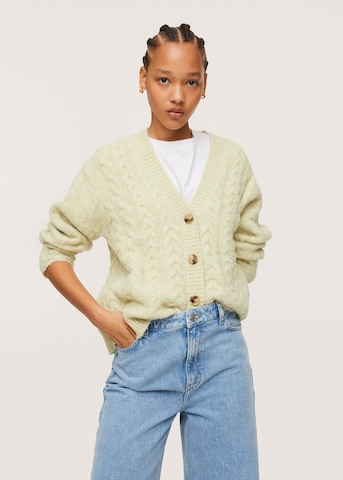 MANGO Knit Cardigan 'Trenza' in Yellow: front