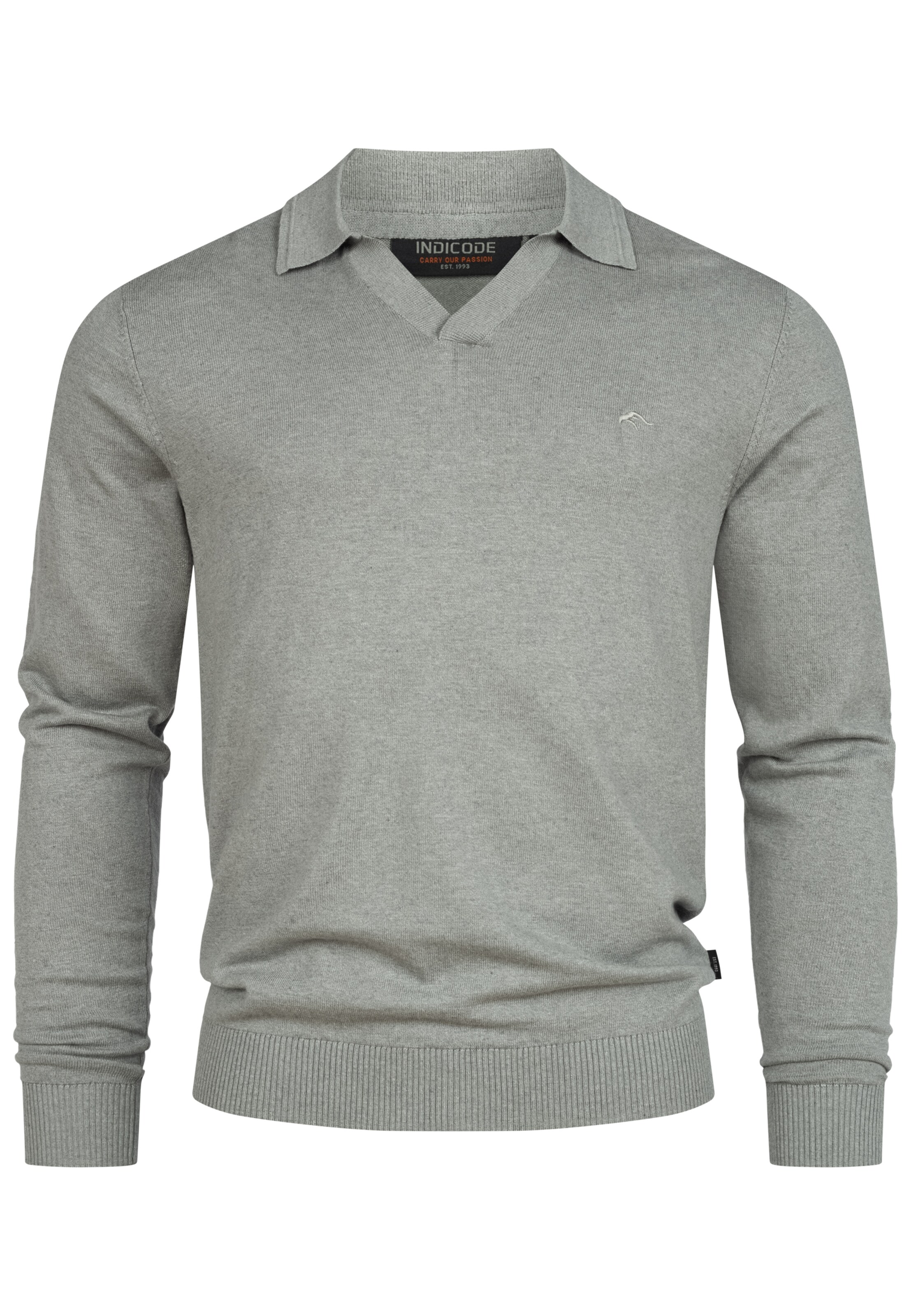 INDICODE JEANS Pullover 'Hagen' in Grau: Vorderseite
