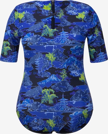 Ulla Popken T-shirt Swimsuit in Blue: front