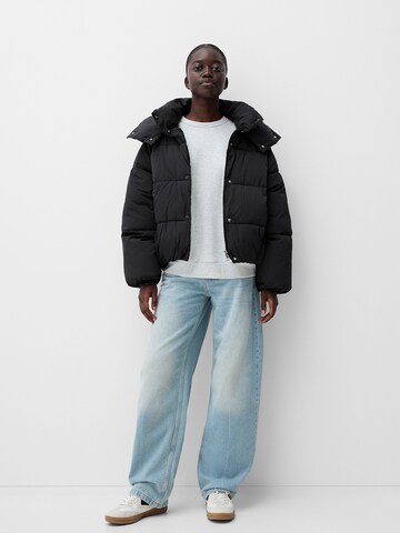 Bershka Winterjas in Zwart