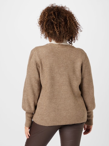 ONLY Carmakoma Knit Cardigan 'CLARE' in Brown