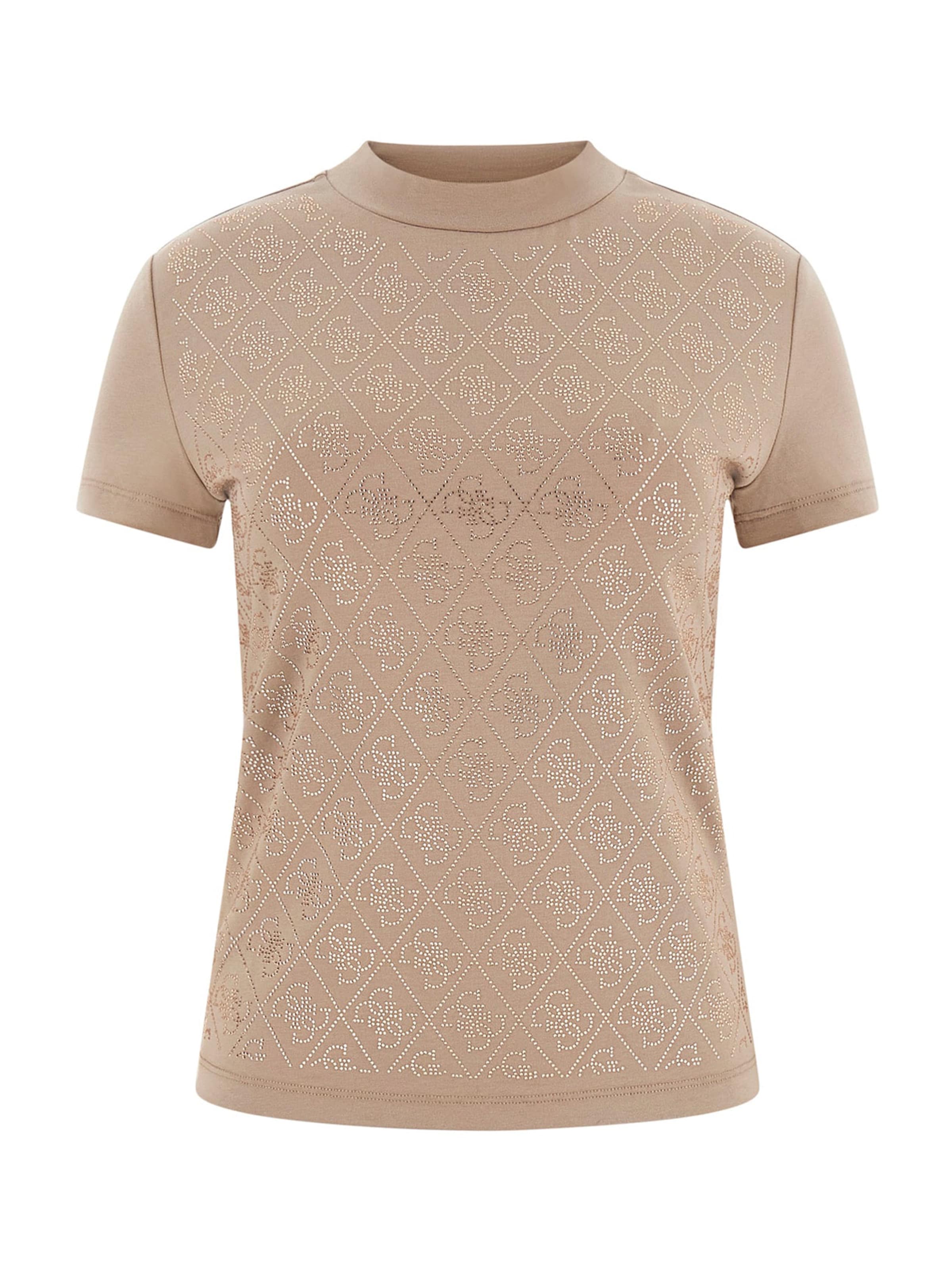 GUESS Тениска в кафяво: отпред