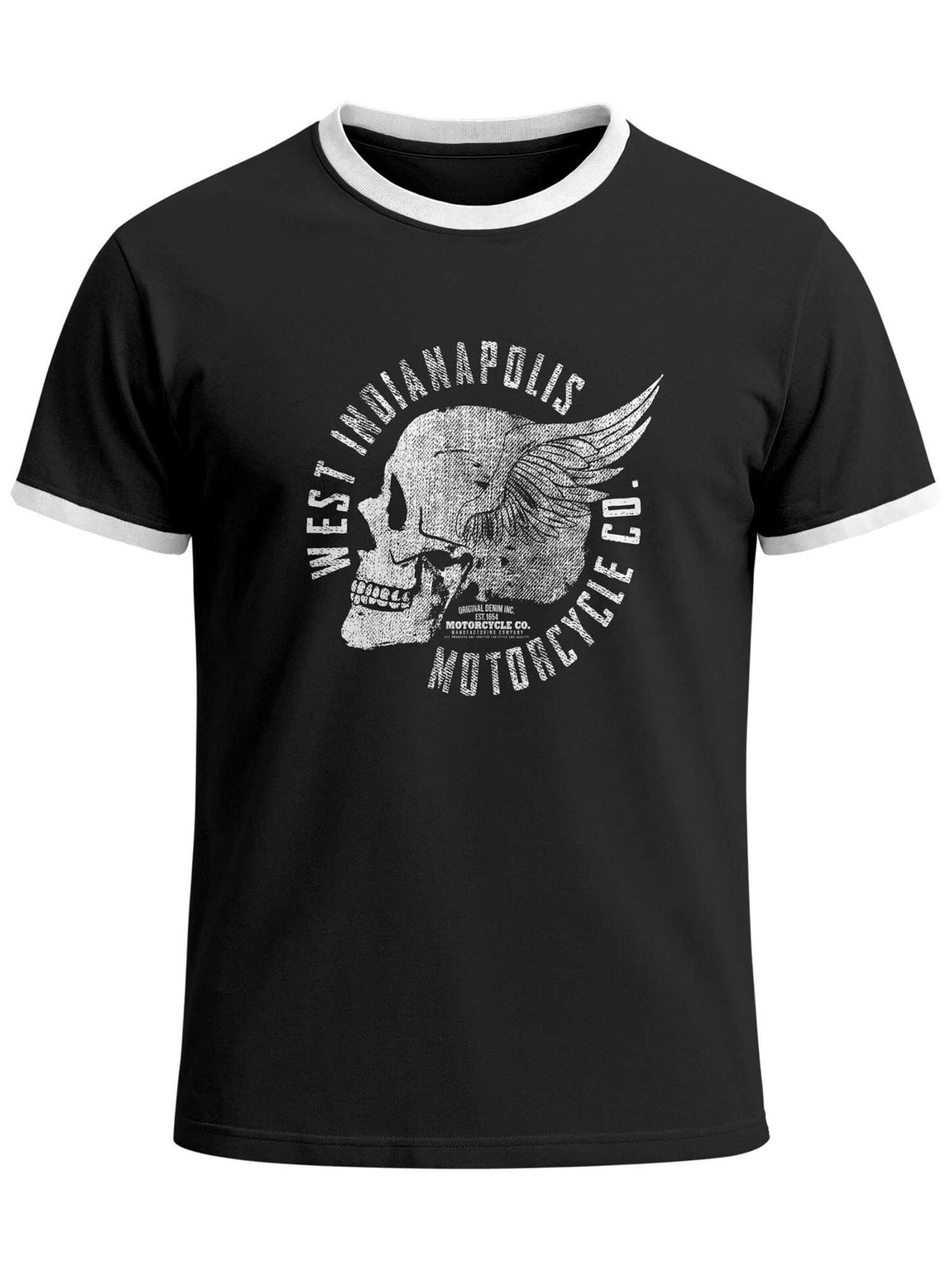 Neverless Shirt 'Motorcycle Skull' in Black: front