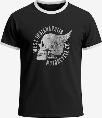 Neverless Shirt 'Motorcycle Skull' in Black: front