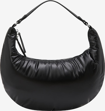 Borsa a spalla di faina in nero: frontale