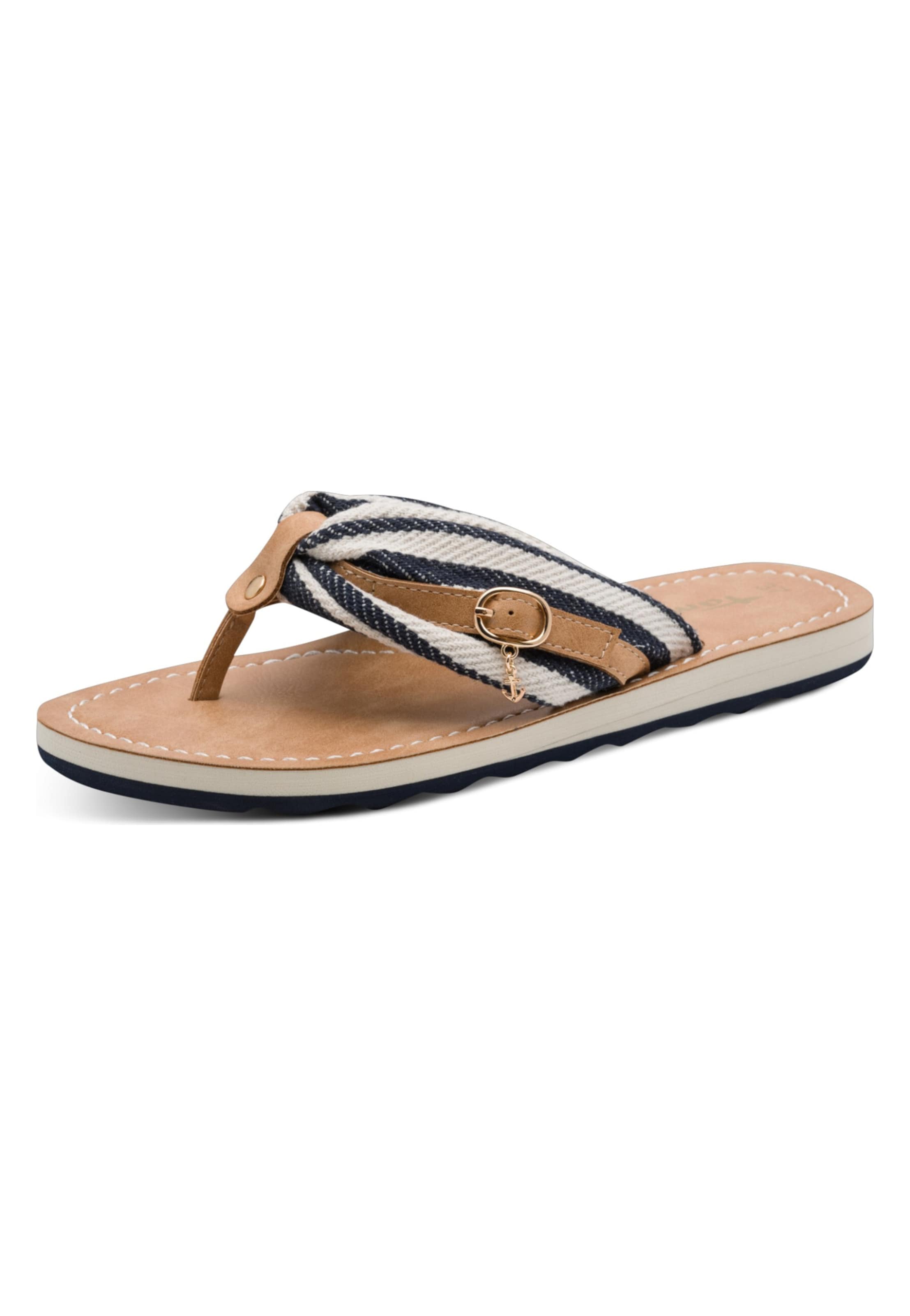 Tamaris T-Bar Sandals in Blue: front