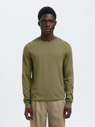 Coupe regular Pull-over 'SLHBERG' SELECTED en vert : devant