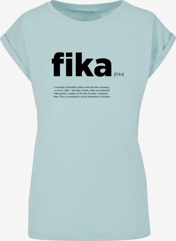 Mister Tee Shirt 'Fika Definition' in Blauw: voorkant