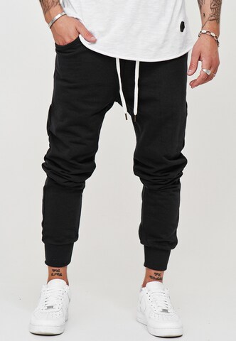 behype Slim fit Pants 'JOGGERY' in Black: front