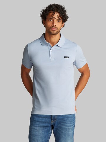 Calvin Klein Herren - Shirts & Polos 'STRETCH PIQUE SLIM BUTTON POLO' in Blau: Vorderseite