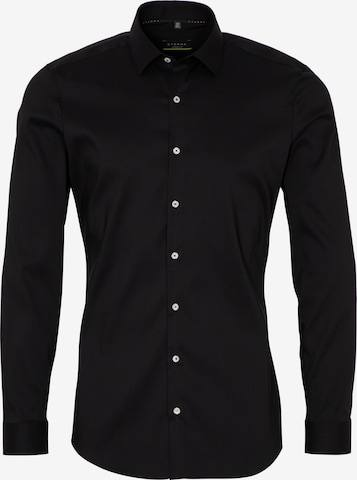 Coupe slim Chemise business ETERNA en noir : devant