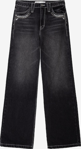 Bershka Wide Leg Farkut värissä musta: etupuoli