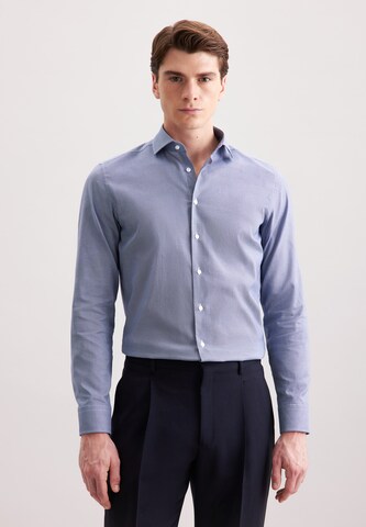 Coupe slim Chemise business 'Schwarze Rose' SEIDENSTICKER en bleu : devant