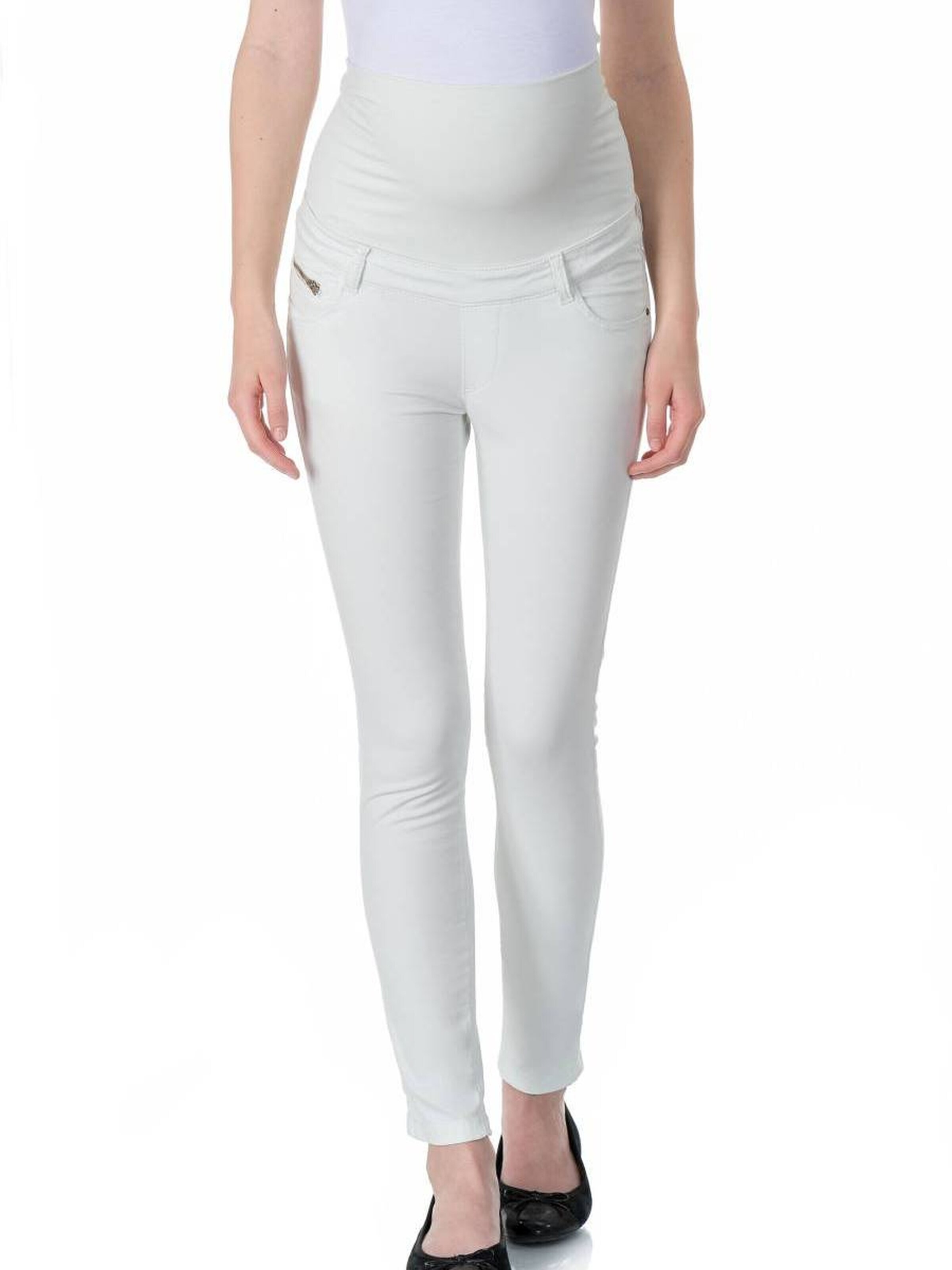 BELLYBUTTON Slim fit Pants 'Elegante Umstandshose aus Stoff und weichem Bund' in White: front