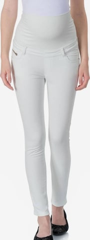 BELLYBUTTON Slimfit Hose 'Elegante Umstandshose aus Stoff und weichem Bund' in Weiß: Vorderseite