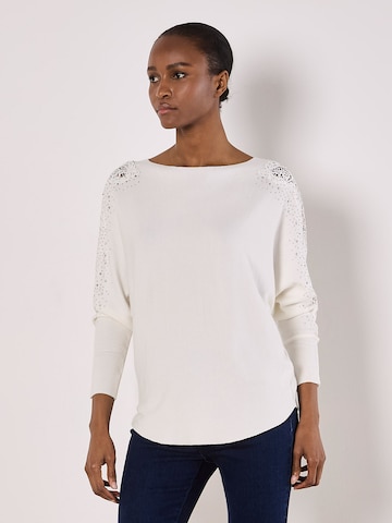 Pull-over ' ' Apricot en blanc : devant