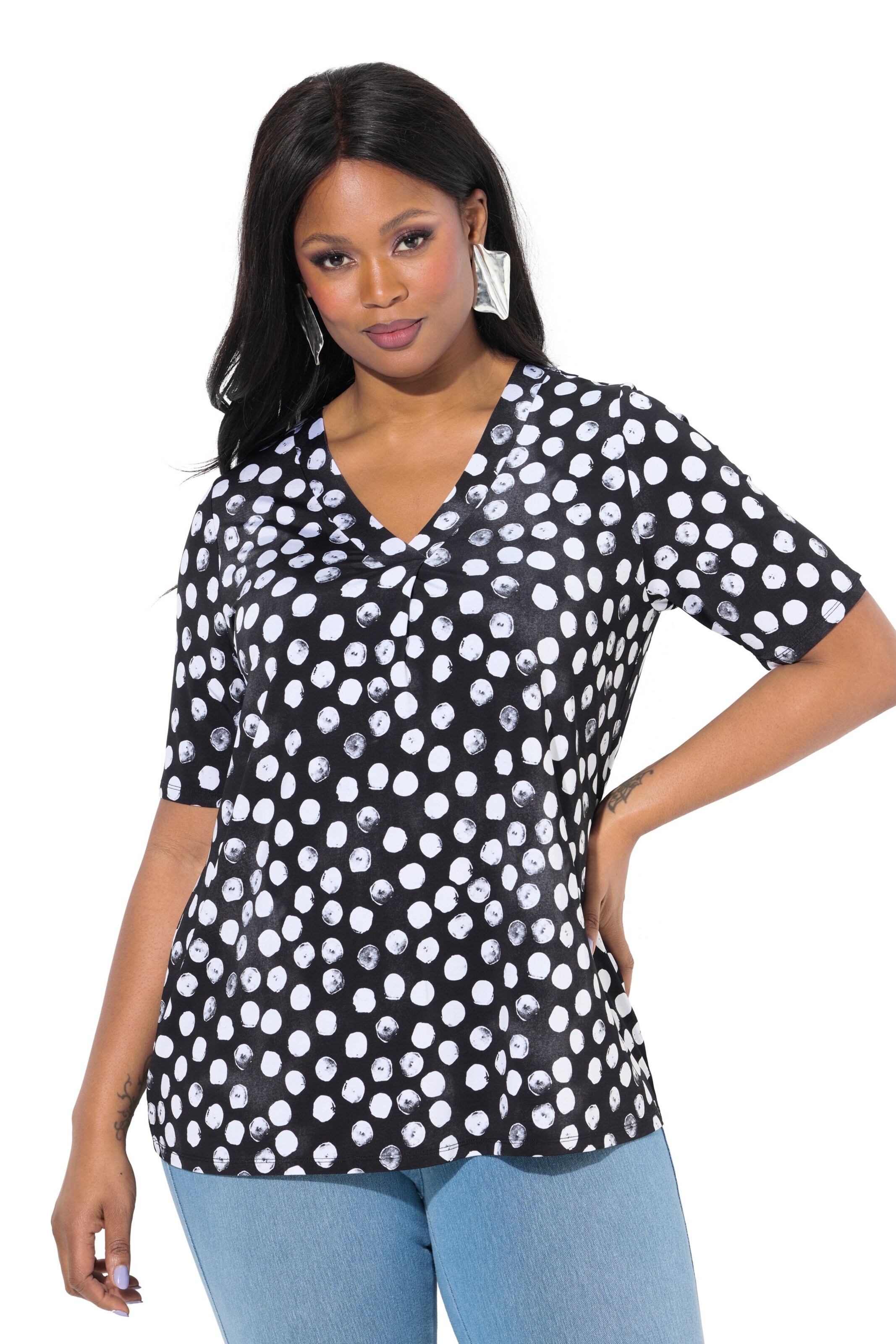 T-shirt Ulla Popken en noir : devant