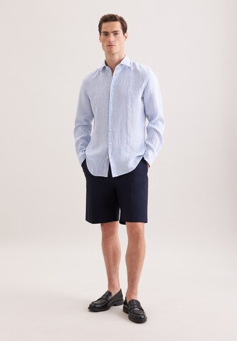 SEIDENSTICKER Slim Fit Hemd 'Smart Linen' in Blau