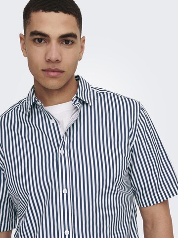 Only & Sons Regular fit Button Up Shirt in Blue