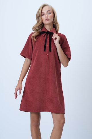 Trend Alaçatı Stili Jurk in Rood