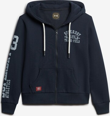 Superdry Zip-Up Hoodie 'Athletic' in Blue: front