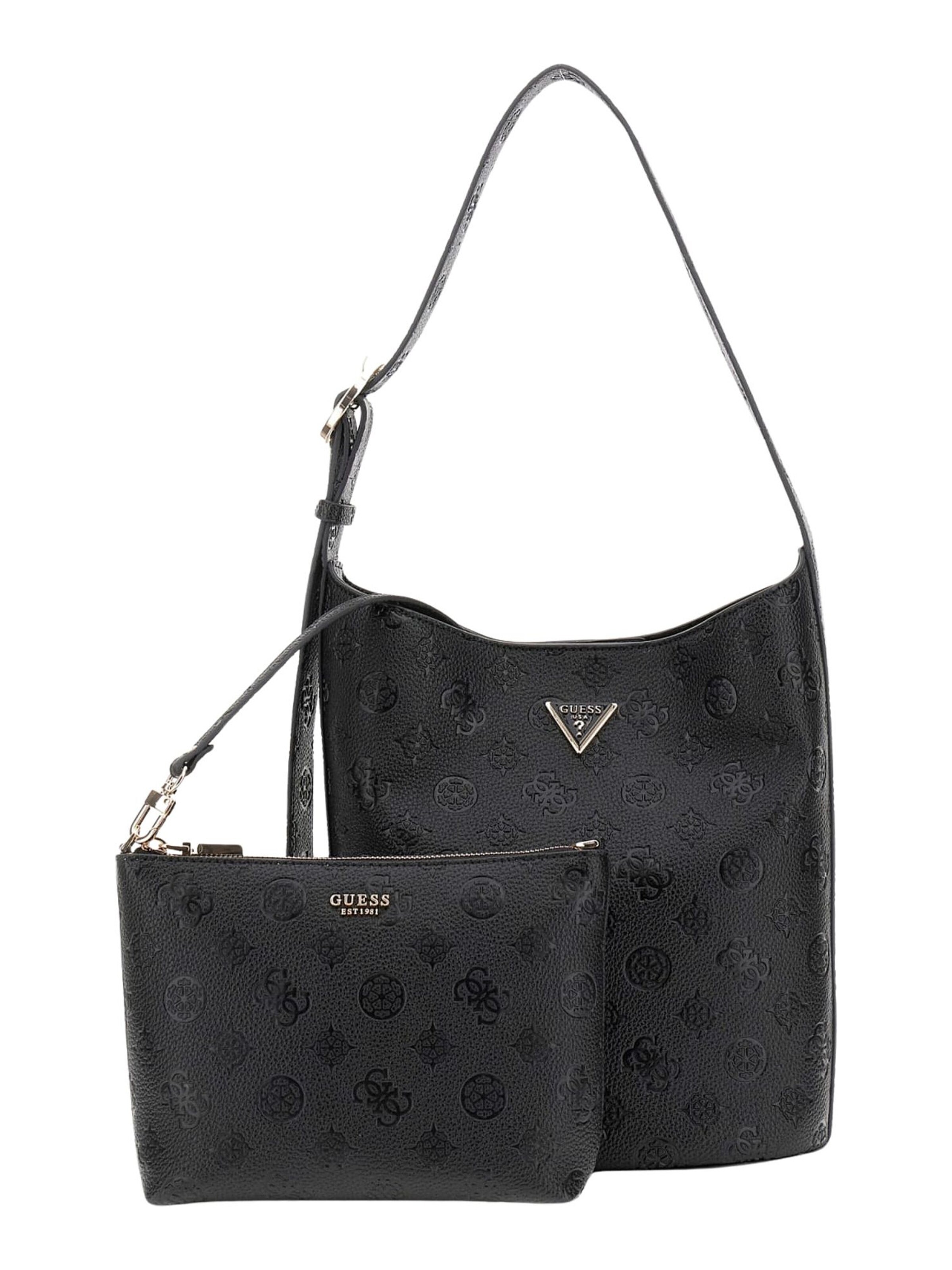 Borsa a spalla 'Cresidia II' di GUESS in nero: frontale