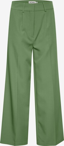 Wide leg Pantaloni con piega frontale 'Lexi' di ICHI in verde: frontale