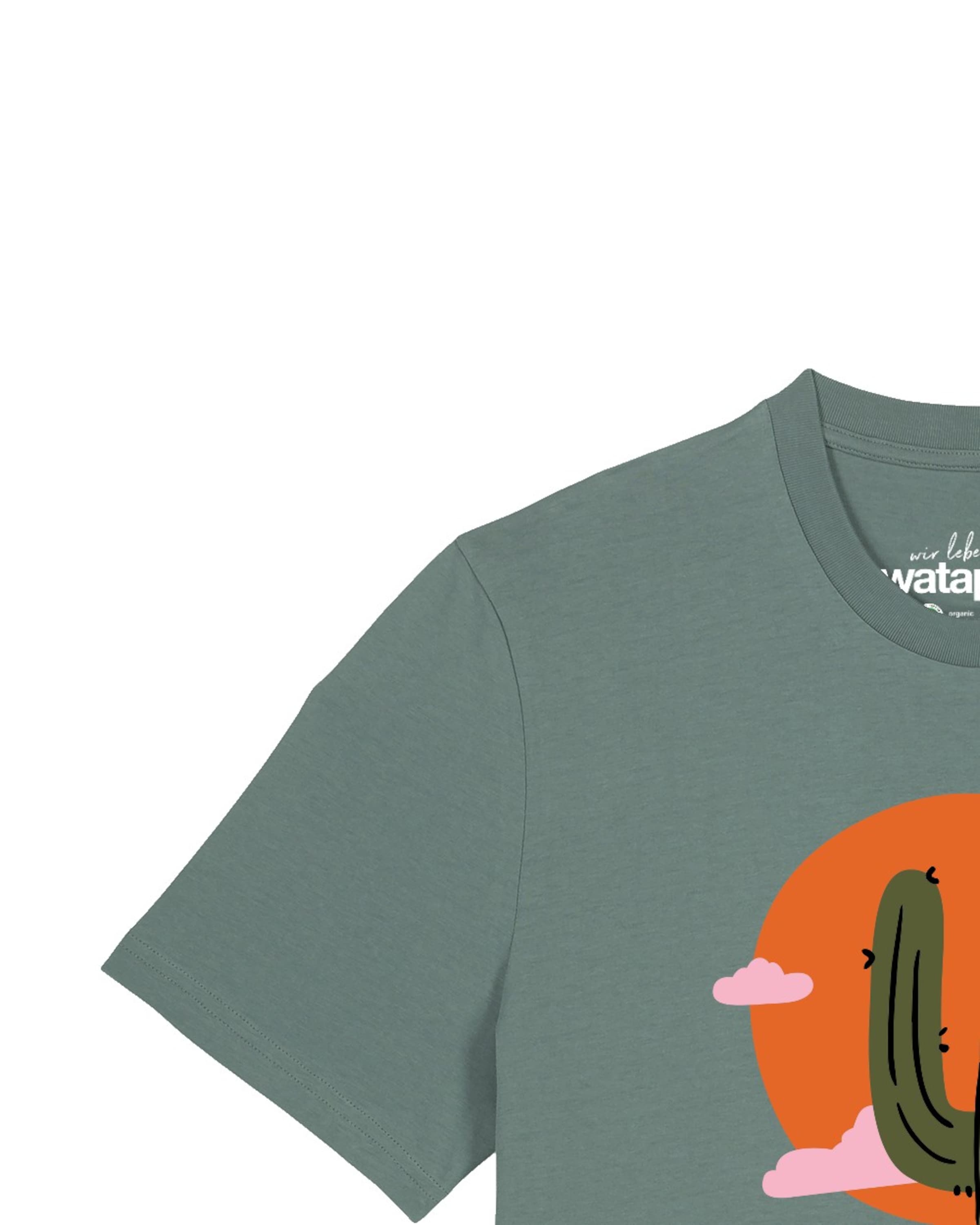 T-Shirt 'Kaktus Im Sonnenuntergang' Watapparel en vert